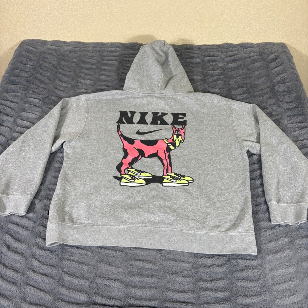 Nike SB XL Grey Pink Great Dane Dog Graphic Pullover Hoodie Heather Grey